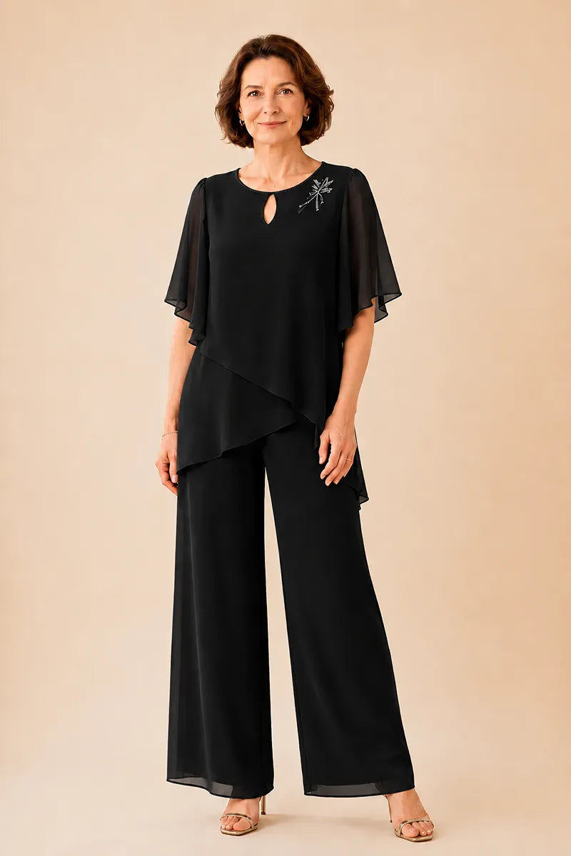 Aloretta | Keyhole Neckline Chiffon Set