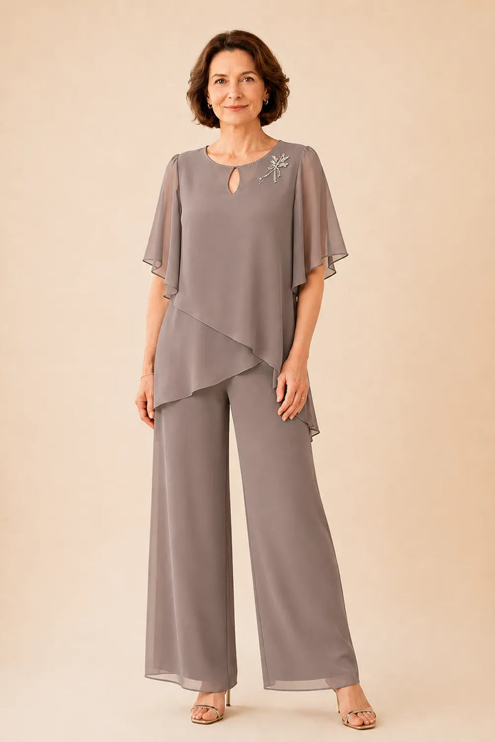 Aloretta | Keyhole Neckline Chiffon Set