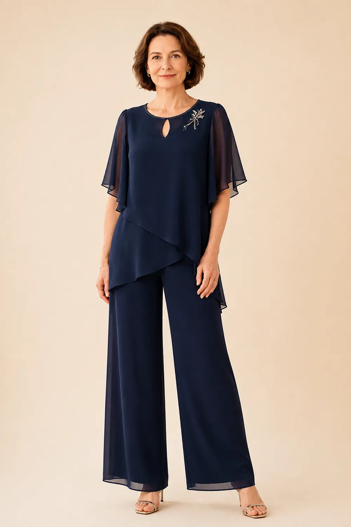 Aloretta | Keyhole Neckline Chiffon Set