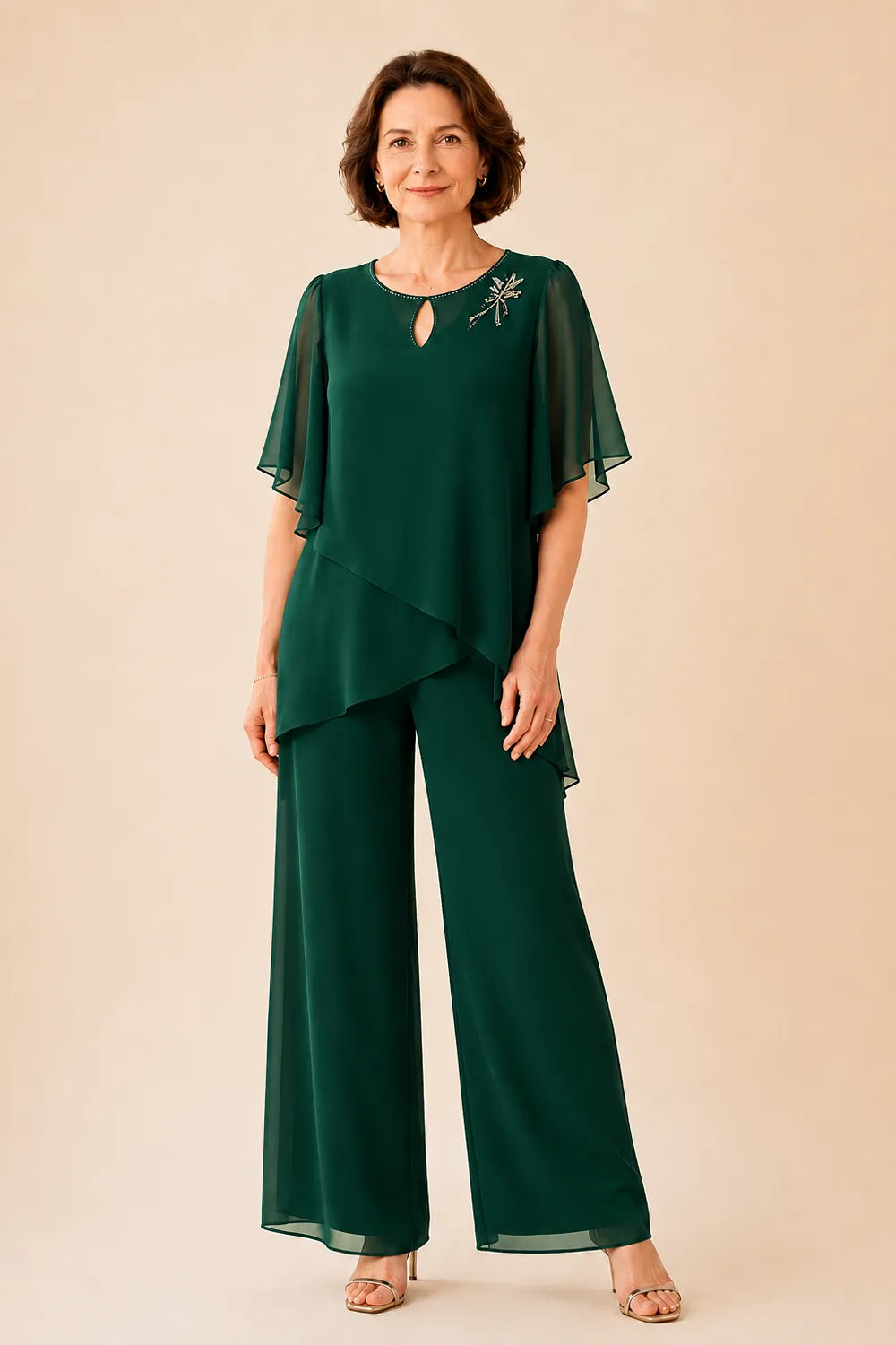 Aloretta | Keyhole Neckline Chiffon Set