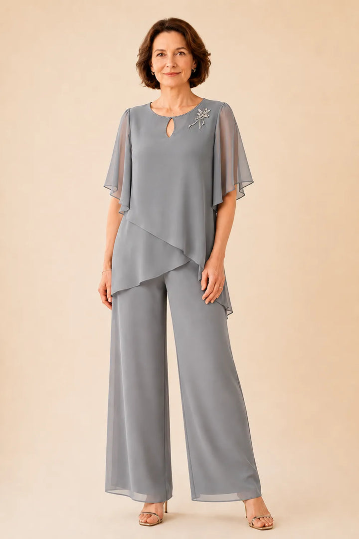 Aloretta | Keyhole Neckline Chiffon Set
