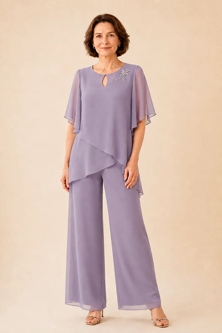 Aloretta | Keyhole Neckline Chiffon Set