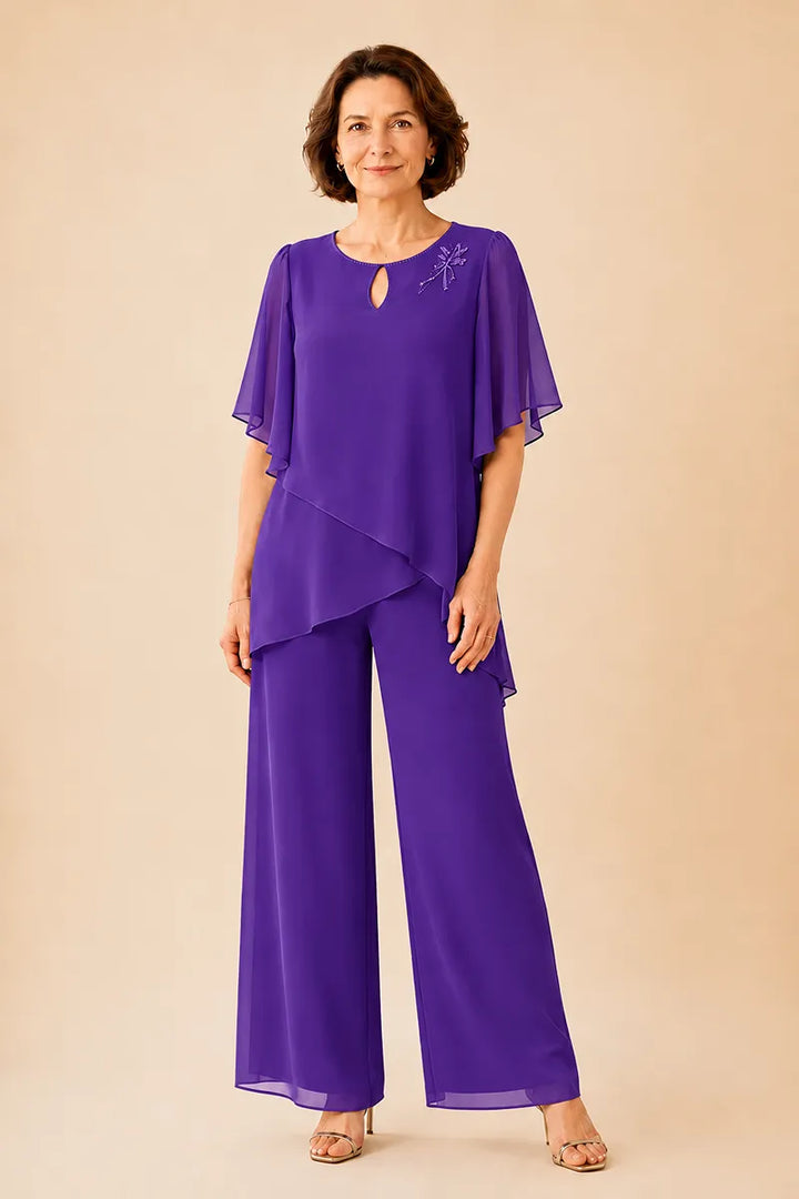 Aloretta | Keyhole Neckline Chiffon Set
