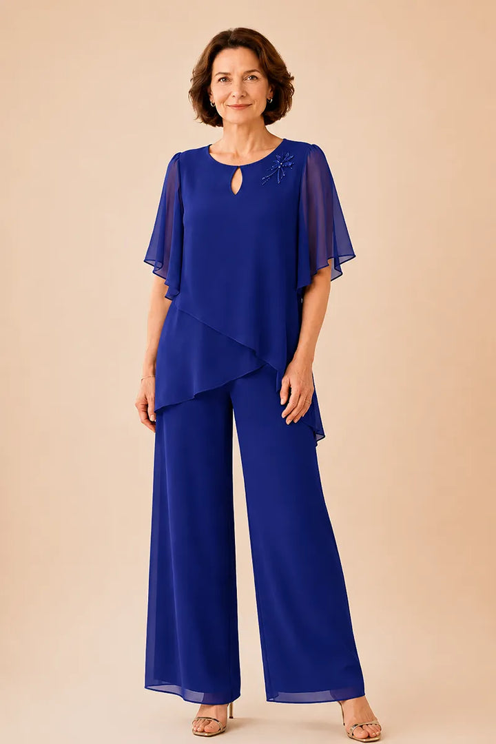 Aloretta | Keyhole Neckline Chiffon Set