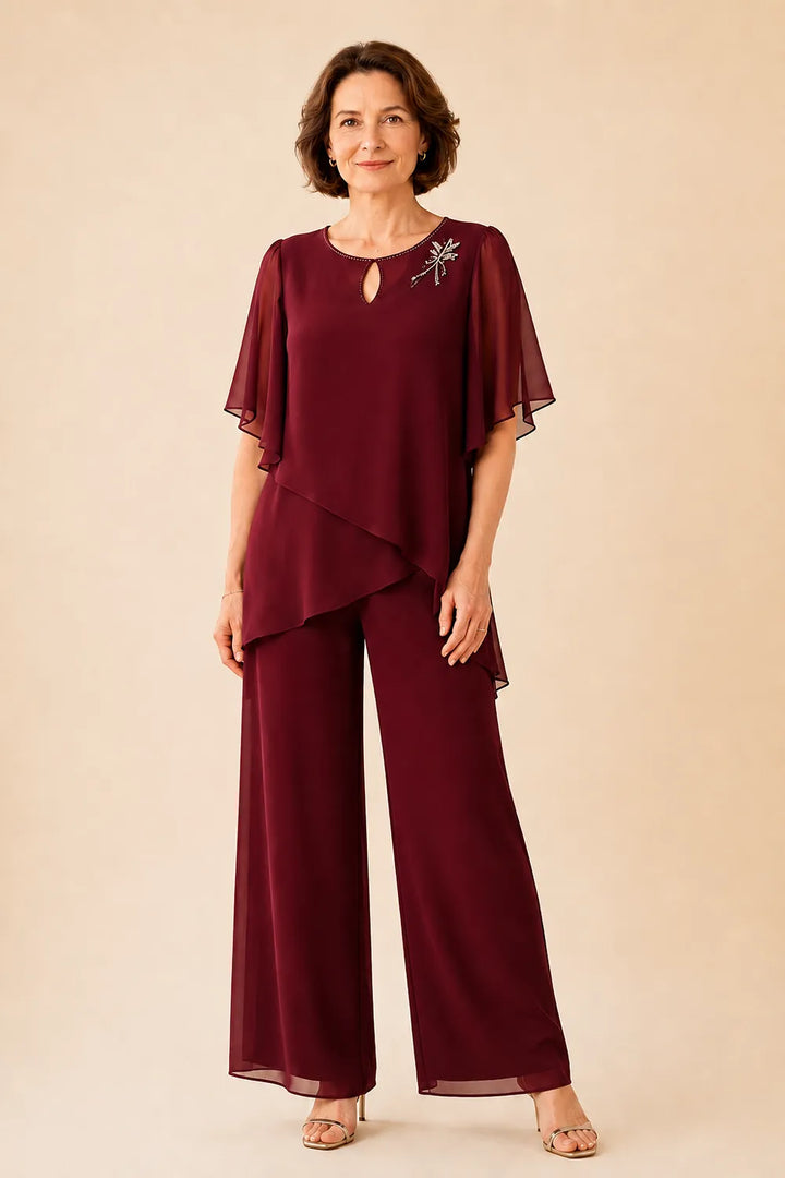Aloretta | Keyhole Neckline Chiffon Set