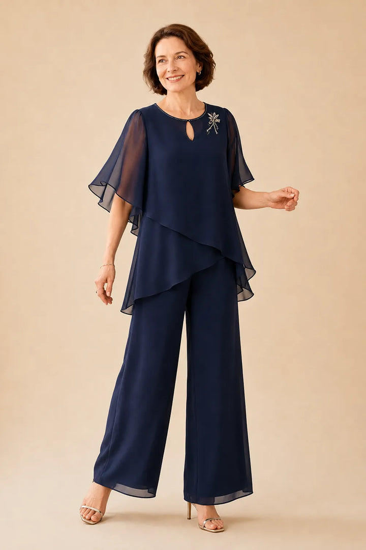 Aloretta | Keyhole Neckline Chiffon Set