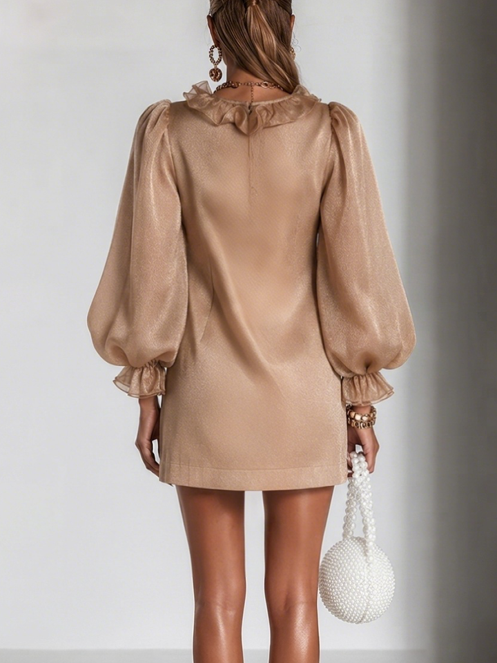 Odina | Elegant Ruffled Puff-Sleeve Dress