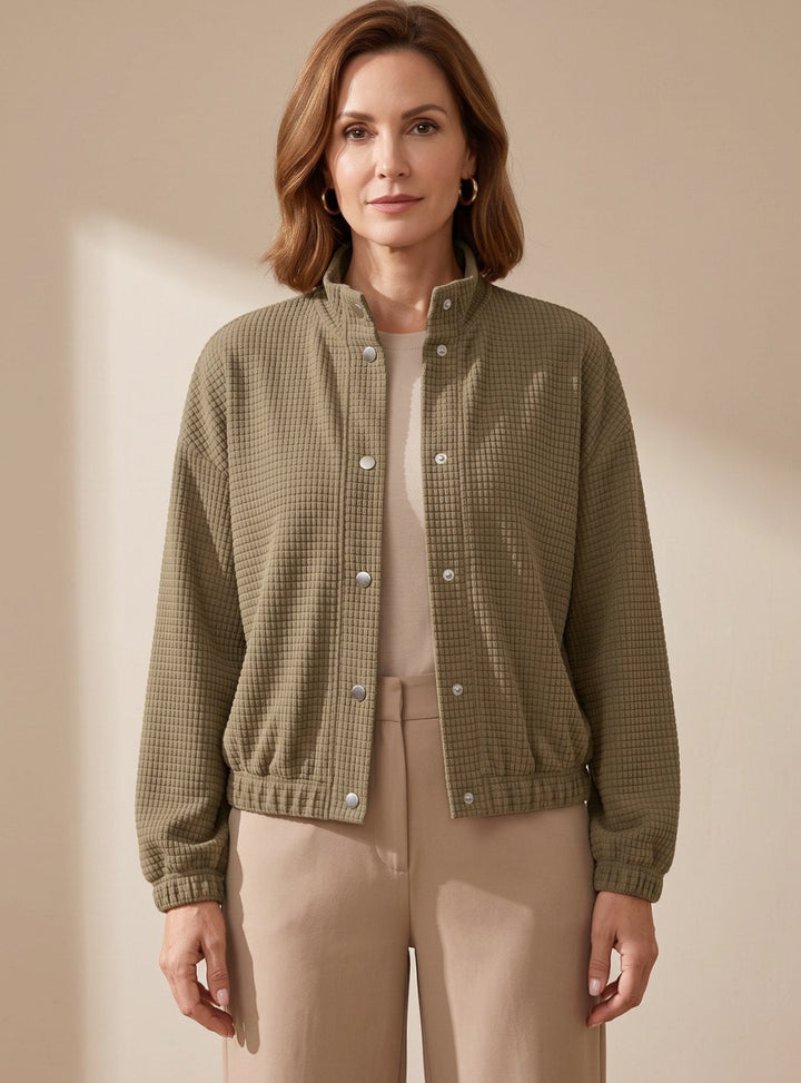 Heather | Cropped Textured Stand-Collar Jacket