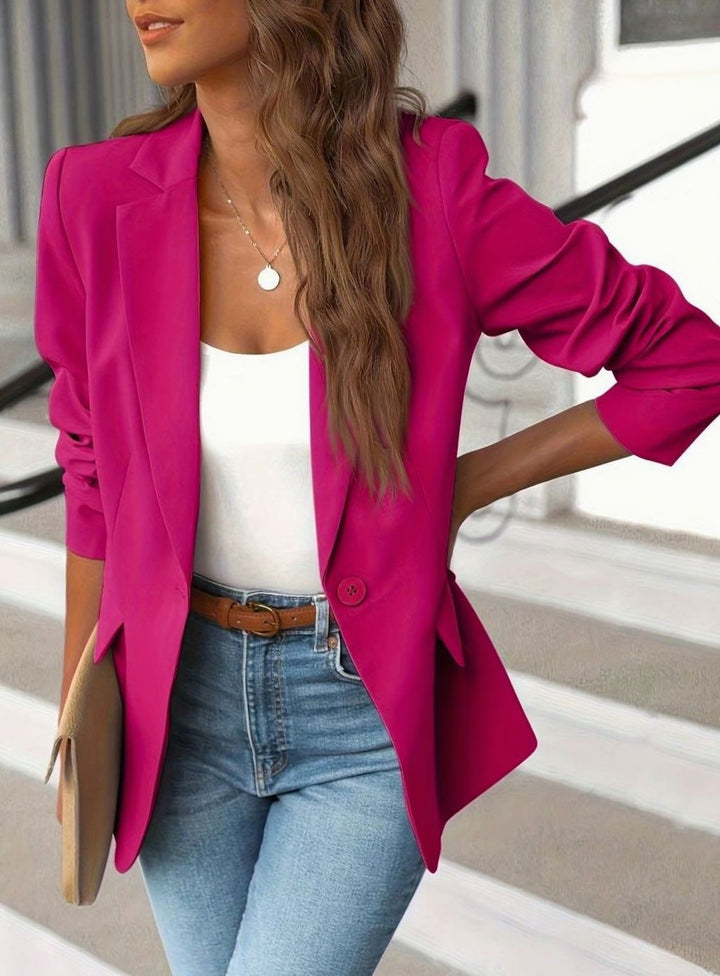 Isadora | Tailored Single-Button Ruched-Sleeve Blazer